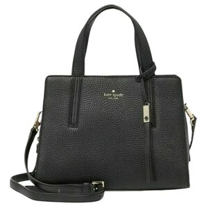 Kate Spade Black Pebbled Leather Grey Street Dominque Satchel Crossbody Handbag